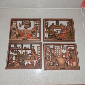 X4 Vintage Burwood Products Wall Plaque reading time circa 1749 1750 3D wall art